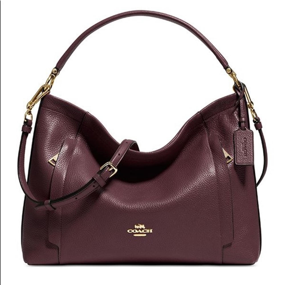 Coach Scout Hobo Pebble Leather Purple NWT